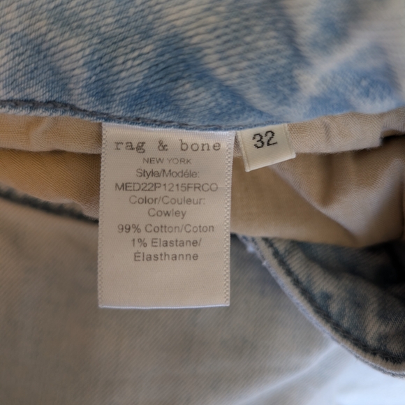 Rag & Bone Mens 32 Fit 3 Athletic Denim Blue Jeans Classic Streetwear Casual - Picture 8 of 8